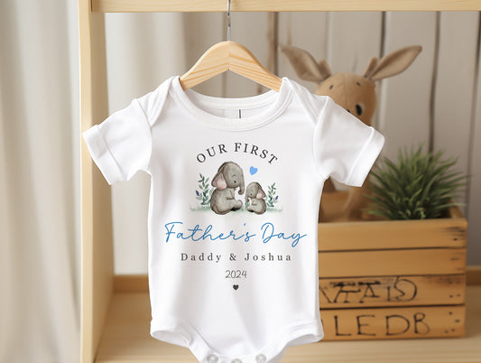 First Father's Day - Bib, Vest or Romper - Elephant Design