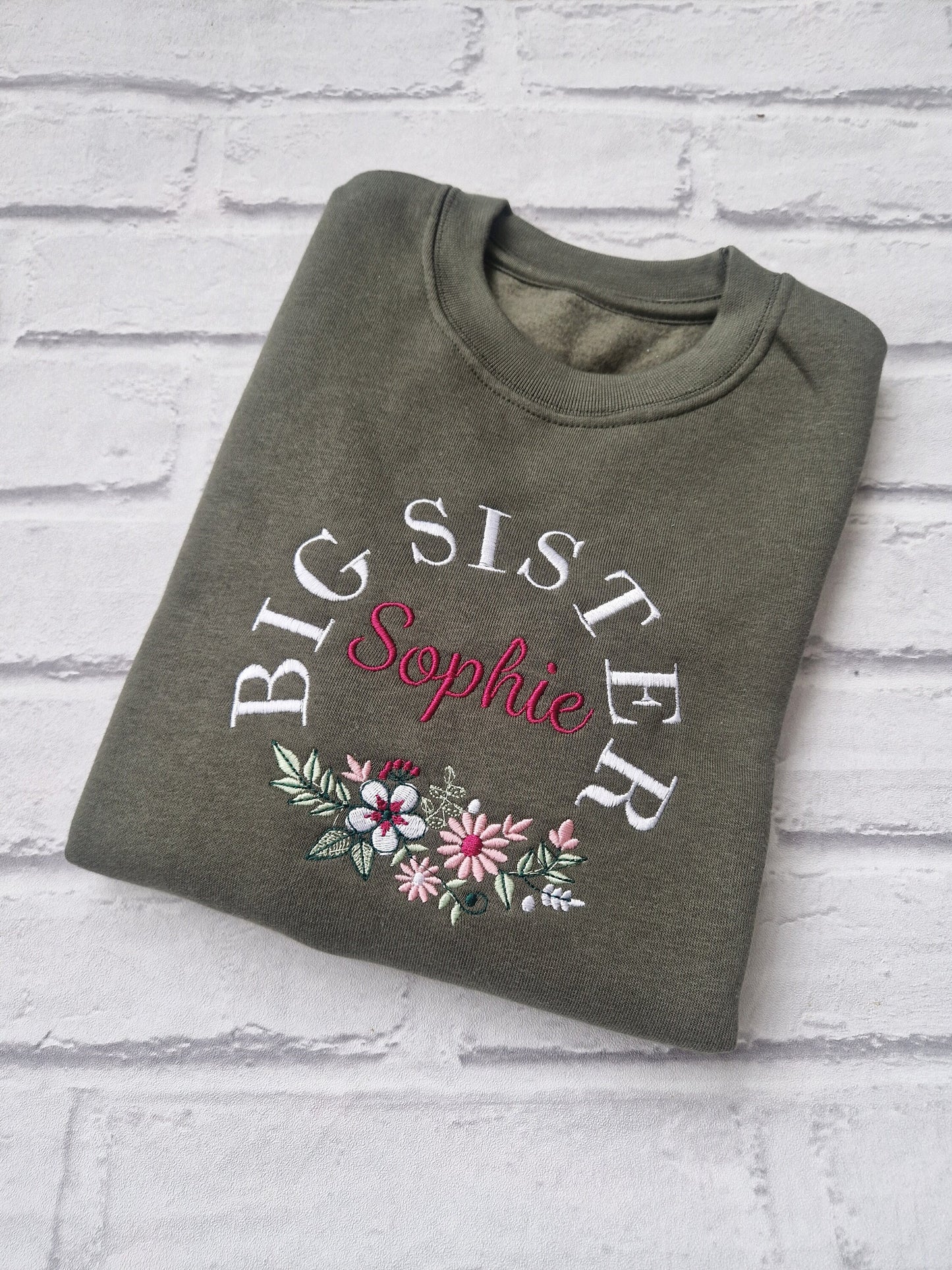 Big Sister Sweatshirt - Flowers Design