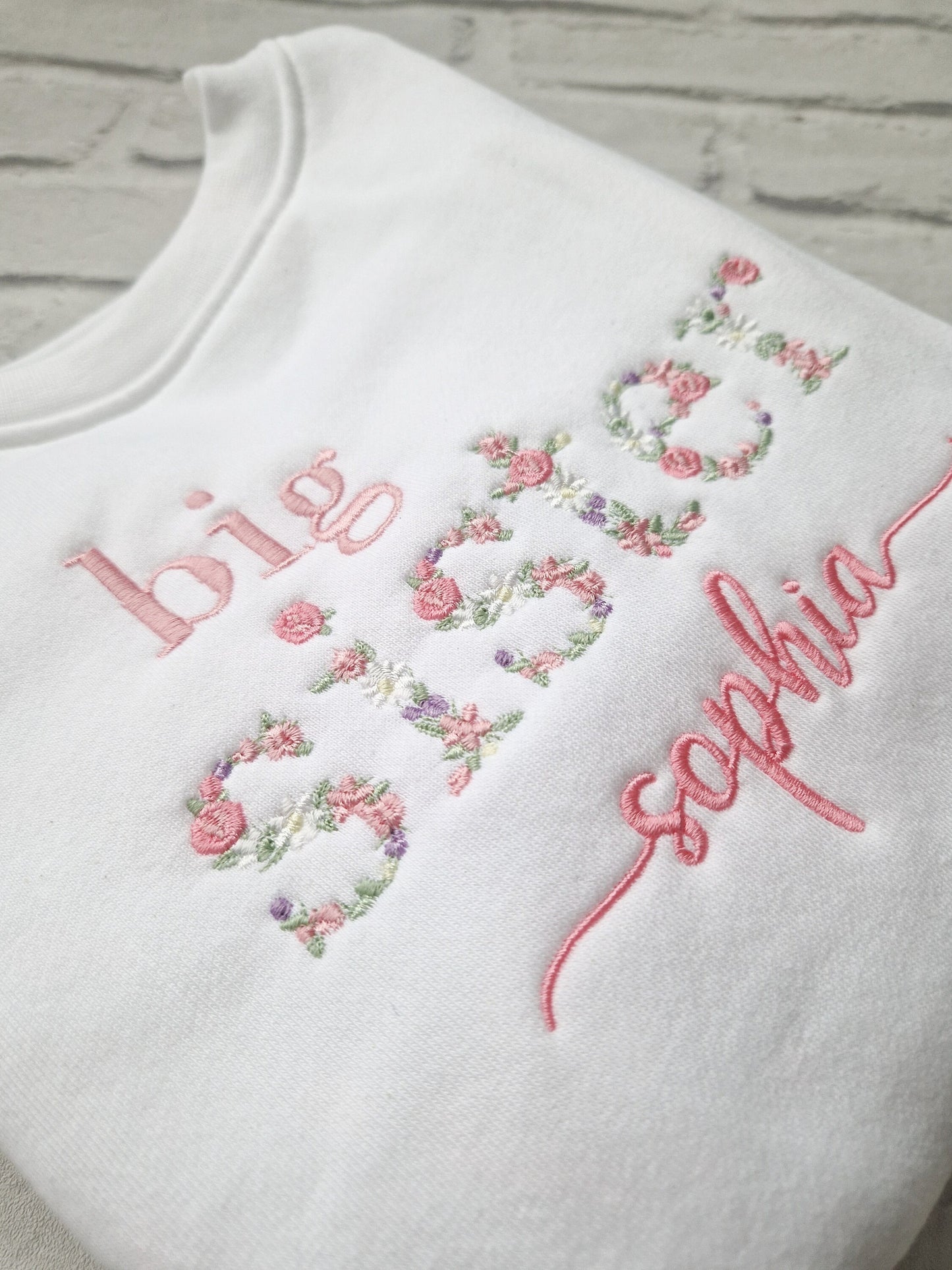 Big Sister Sweatshirt - Floral Letters