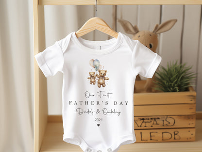 First Father's Day - Bib, Vest or Romper - Bear Design