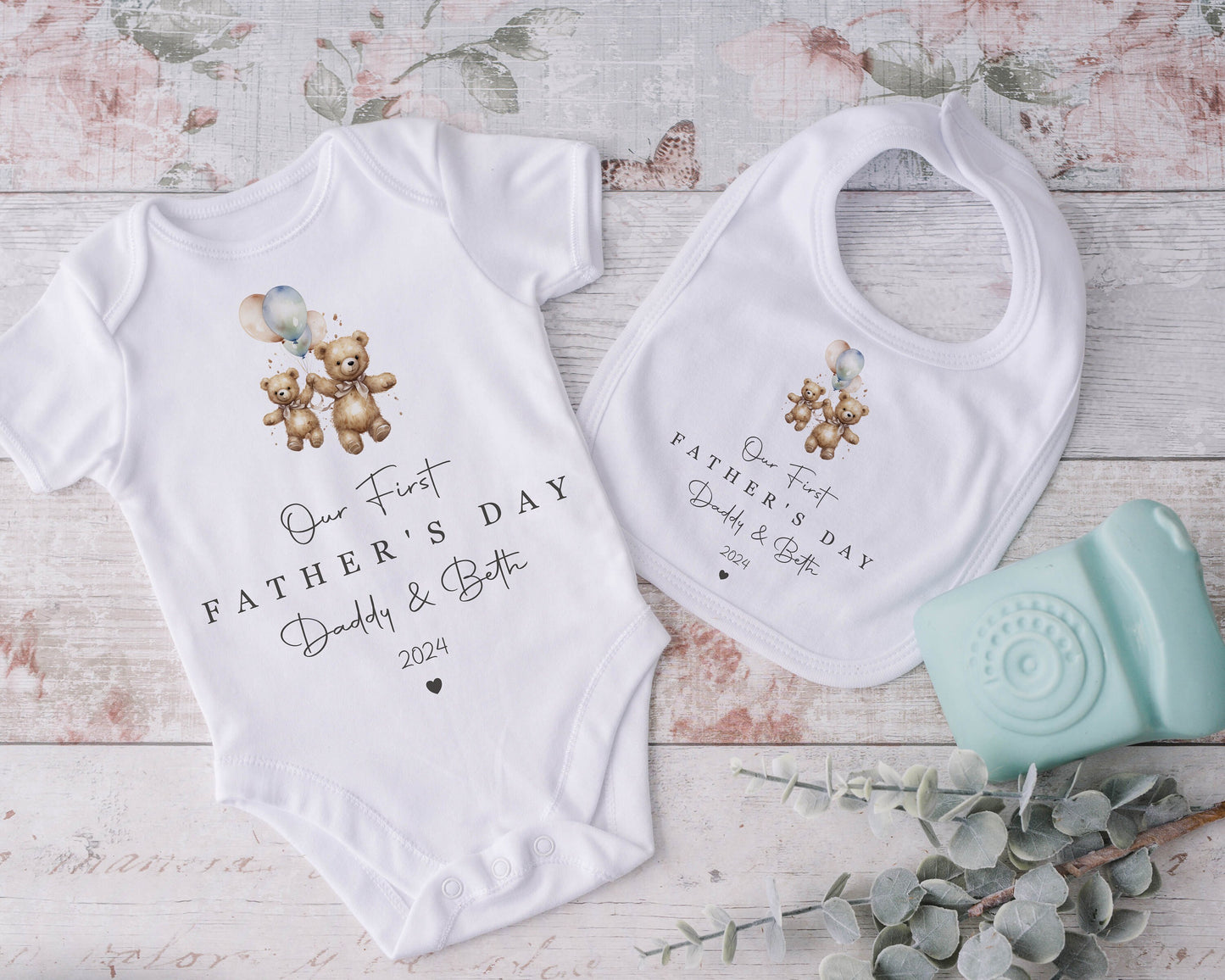 First Father's Day - Bib, Vest or Romper - Bear Design