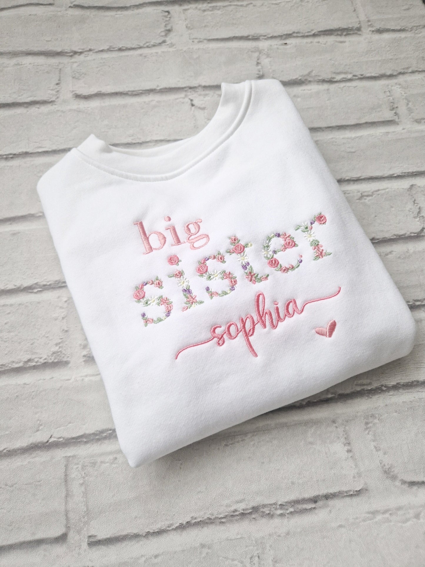 Big Sister Sweatshirt - Floral Letters