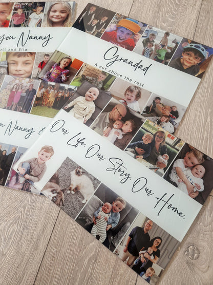 Photo Collage Glass Chopping Board