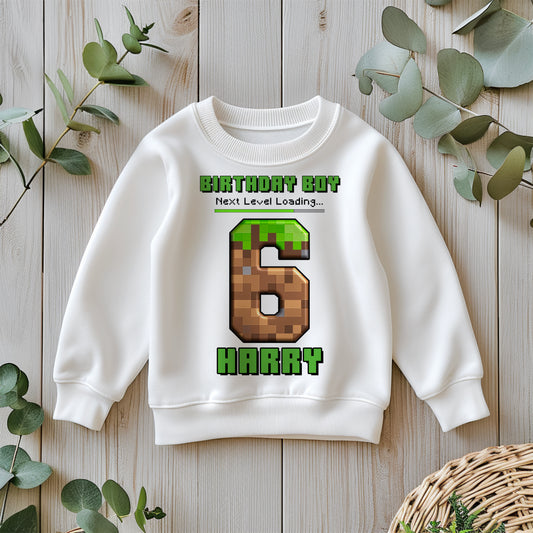 Pixelated Birthday Sweatshirt - Craft Mine Gaming Tee