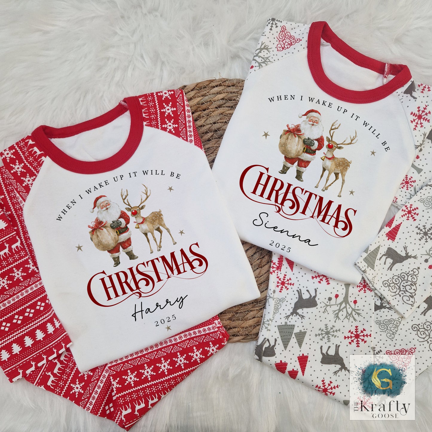 When I Wake Up - Christmas Pyjamas - Santa and Reindeer