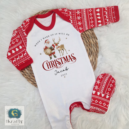 When I Wake Up - Christmas Pyjamas - Santa and Reindeer