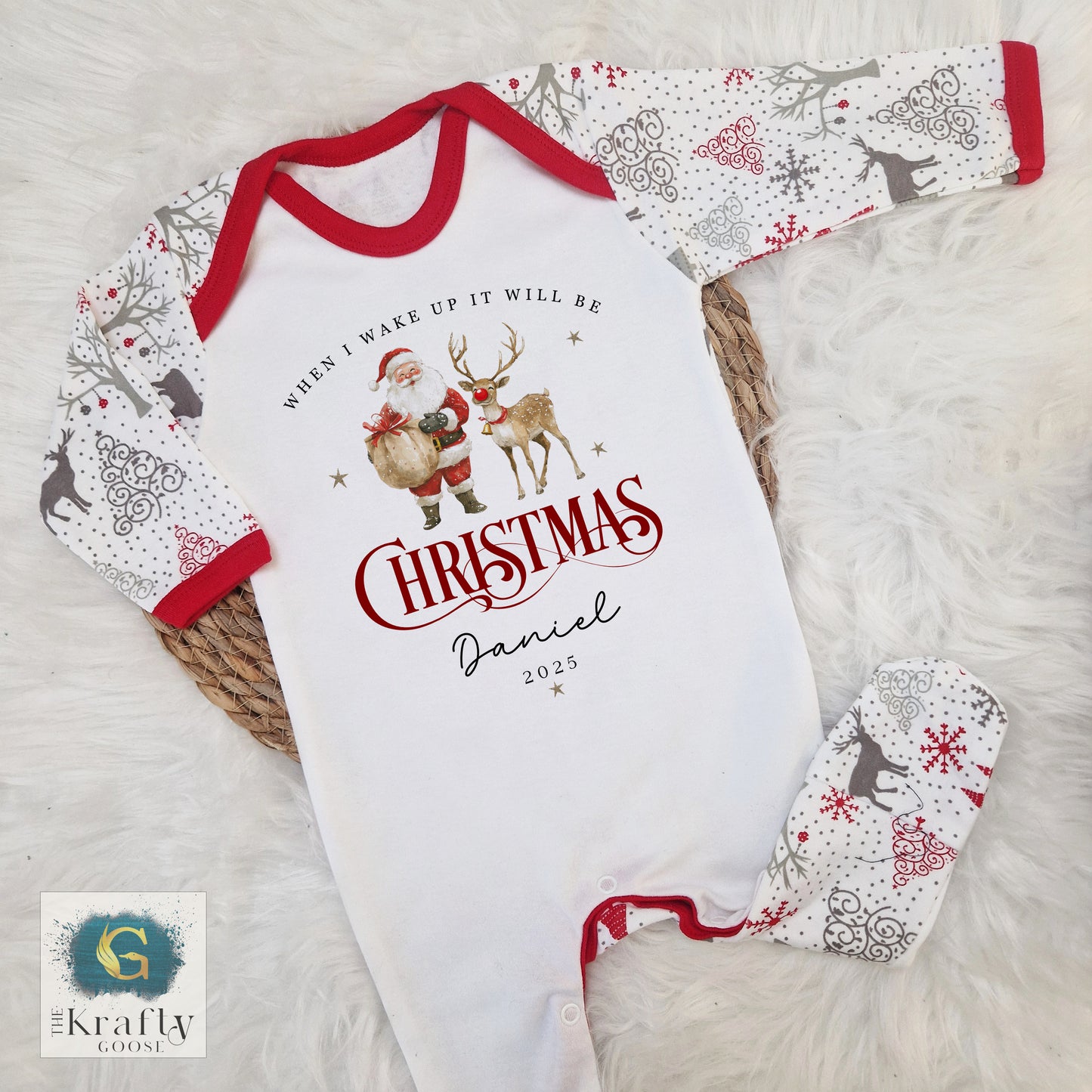 When I Wake Up - Christmas Pyjamas - Santa and Reindeer