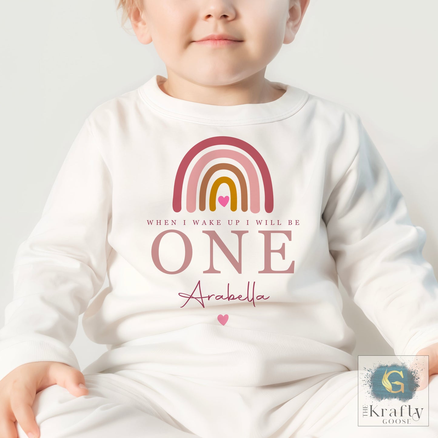 Personalised Birthday Pyjamas - Pink Rainbow Design