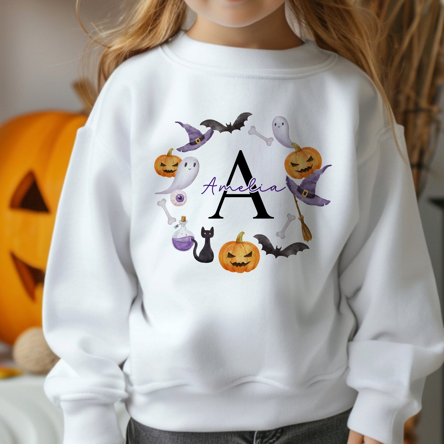 Monogram Wreath Halloween T-shirt or Sweatshirt