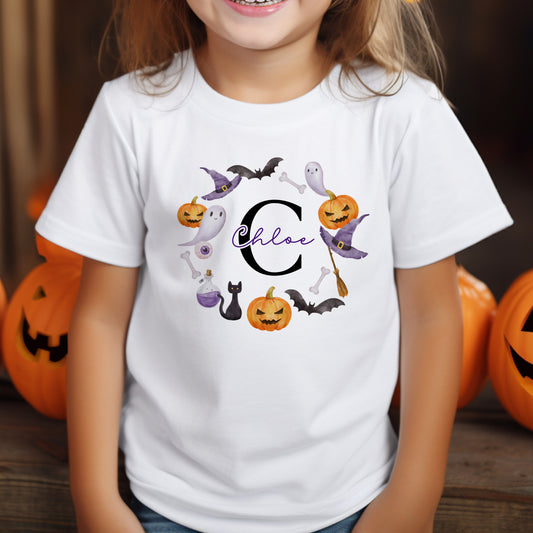 Monogram Wreath Halloween T-shirt or Sweatshirt