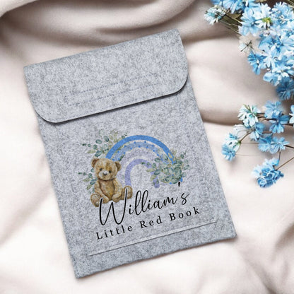 Rainbow Bear Design - Blue or Pink - Little Red Book Holder