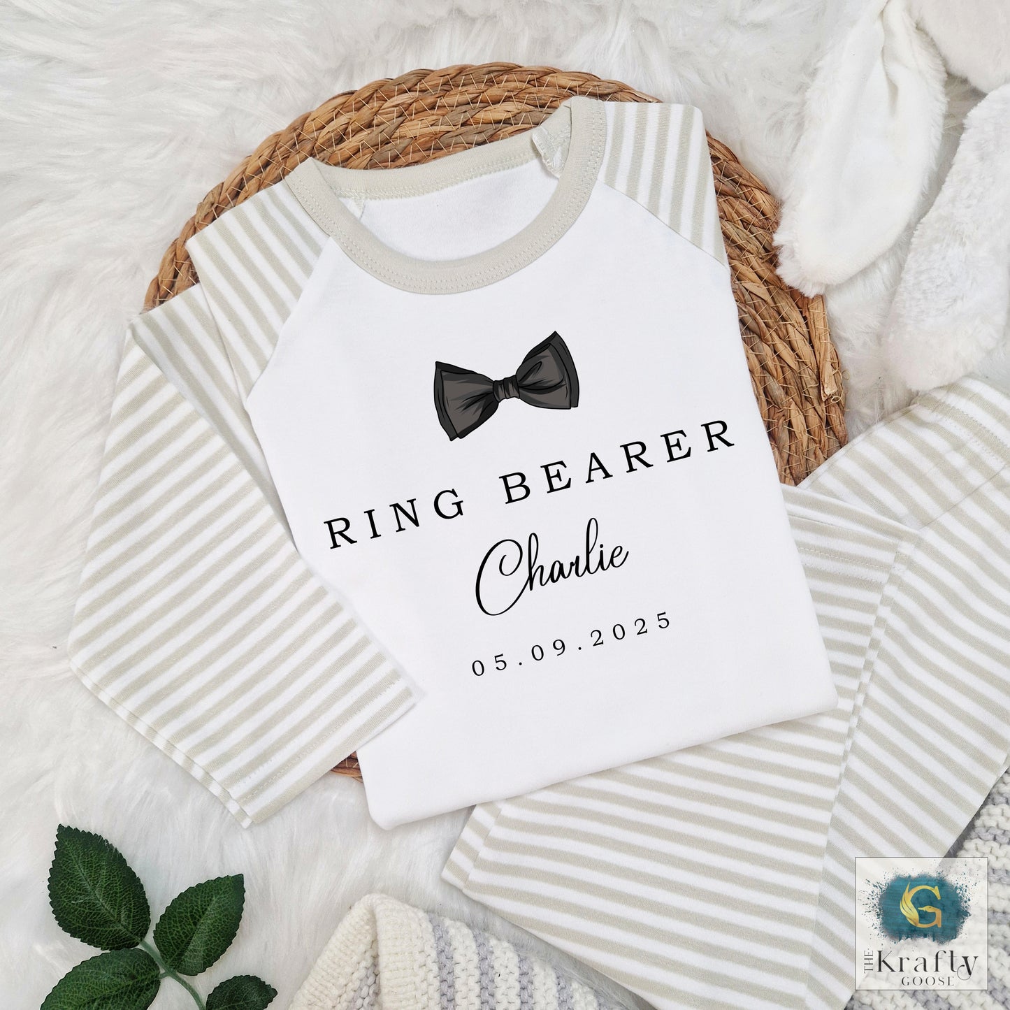 Personalised Ring Bearer Pyjamas - Bow Tie Design