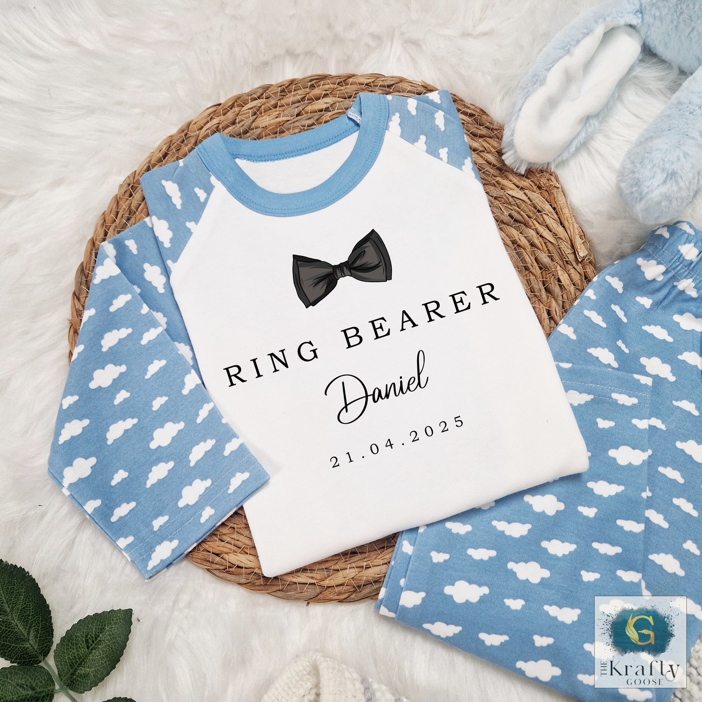 Personalised Ring Bearer Pyjamas - Bow Tie Design