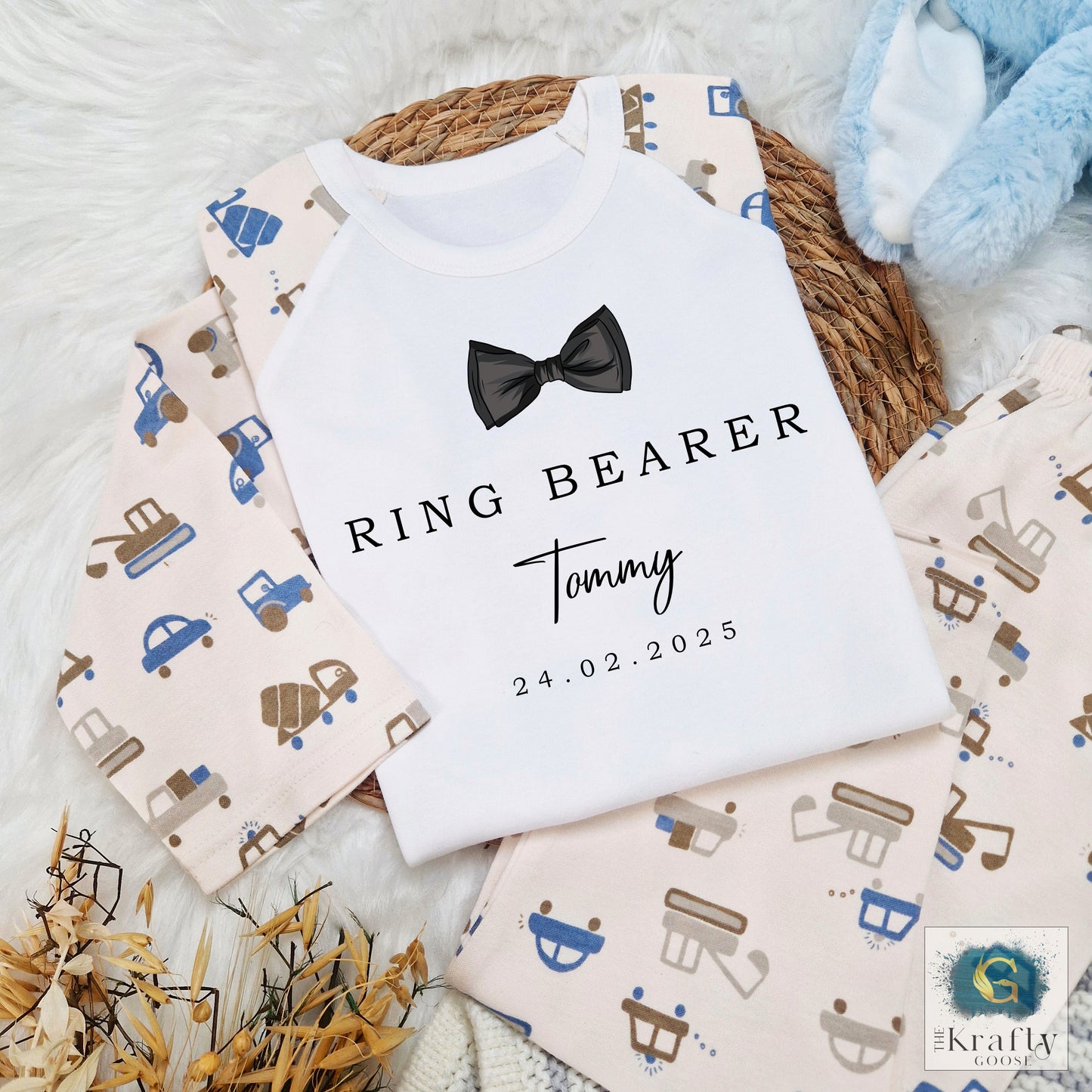 Personalised Ring Bearer Pyjamas - Bow Tie Design