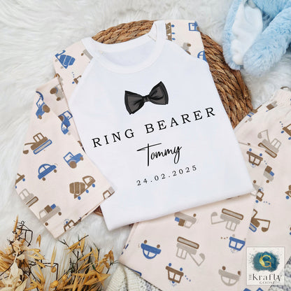 Personalised Ring Bearer Pyjamas - Bow Tie Design