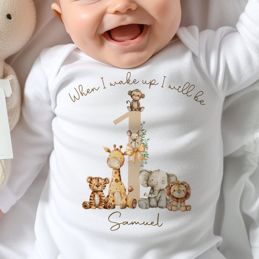 When I Wake Up - First Birthday Outfit - Jungle Safari