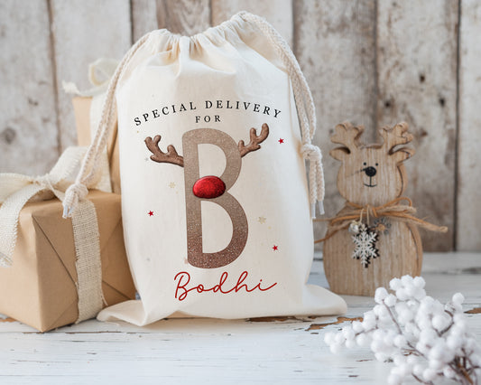 XL Luxury Santa Sack - Reindeer Alphabet