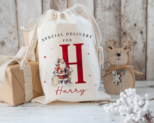 XL Luxury Santa Sack - Red Santa Alphabet