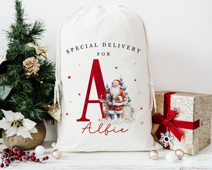 XL Luxury Santa Sack - Red Santa Alphabet