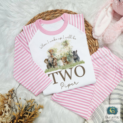 Personalised Birthday Pyjamas - Safari Africa Design