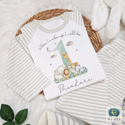 Personalised Birthday Pyjamas - Safari Number Design