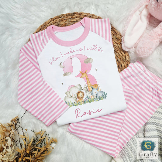 Personalised Birthday Pyjamas - Safari Number Design