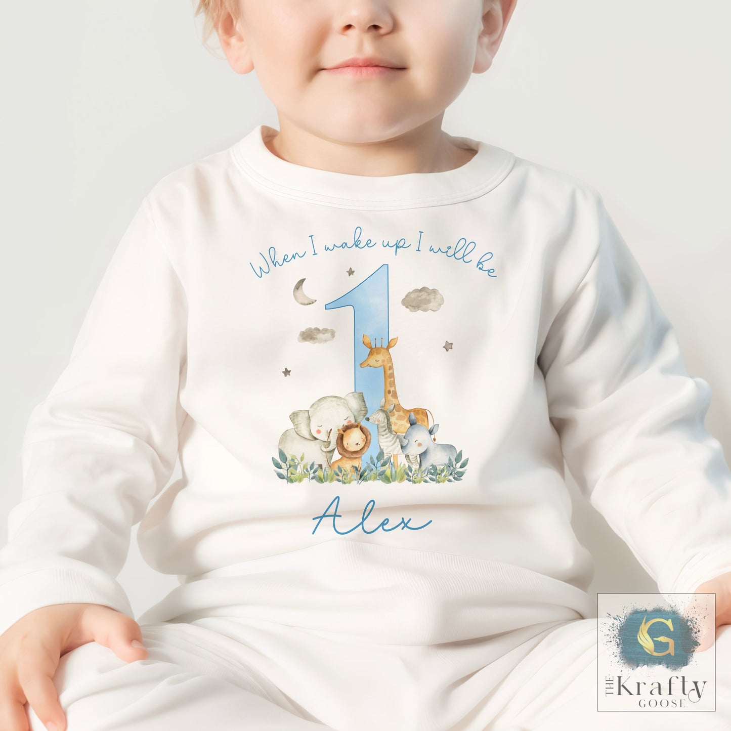 Personalised Birthday Pyjamas - Safari Number Design