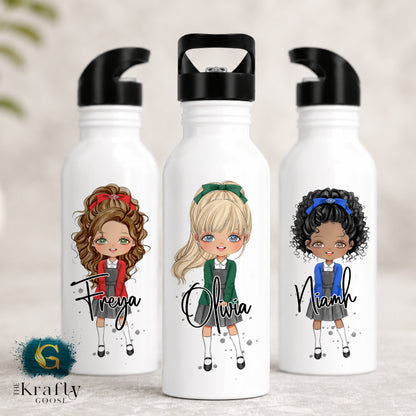 Girls School Uniform Character Water Bottle