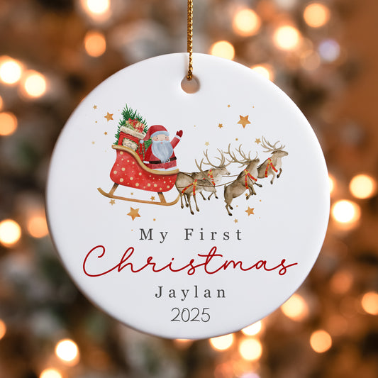 Baby's First Christmas Decoration - Santa and Sleigh