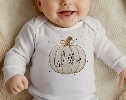 Tweed Embroidered Effect Pumpkin Baby Outfit
