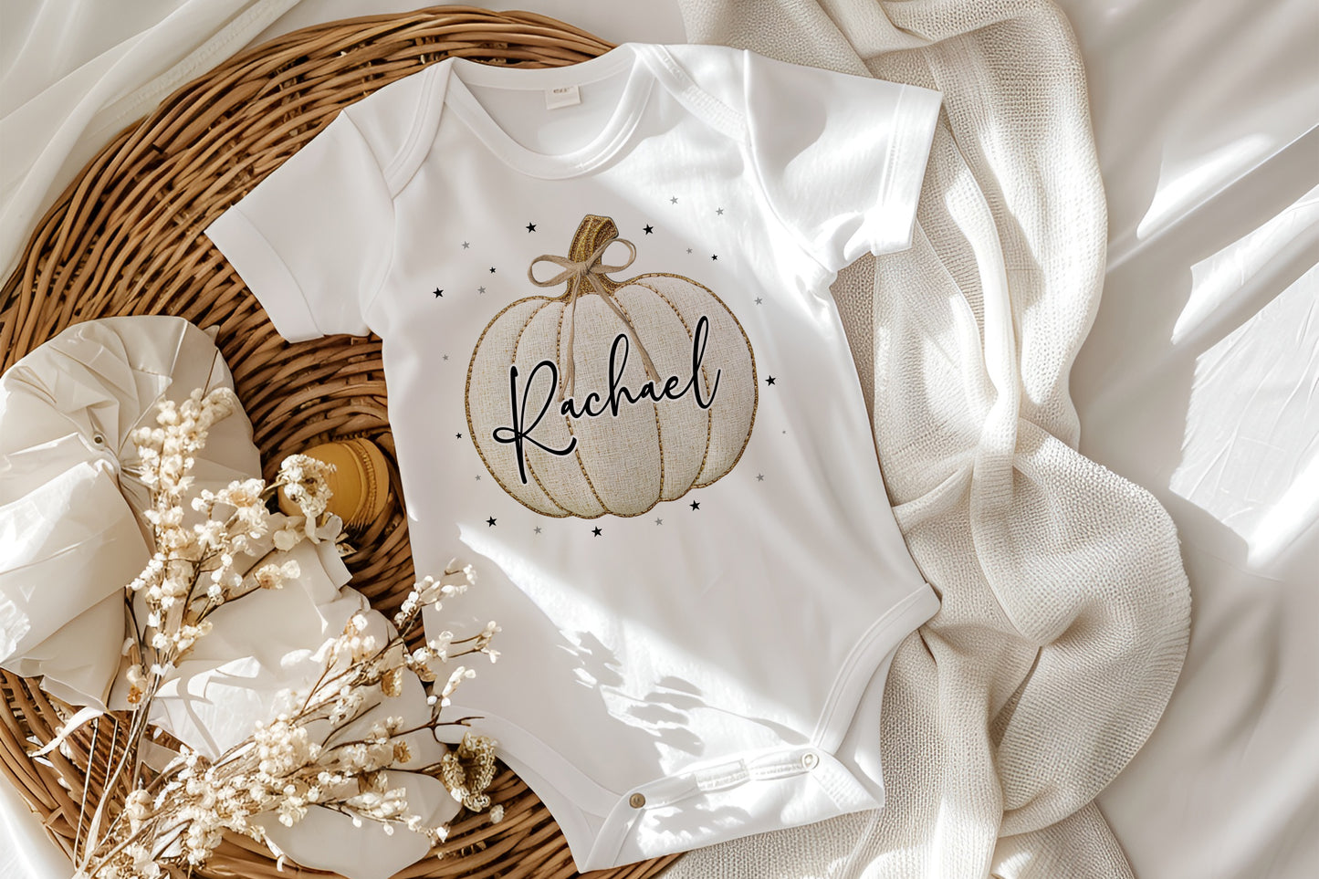 Tweed Embroidered Effect Pumpkin Baby Outfit