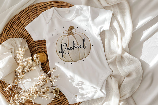 Tweed Embroidered Effect Pumpkin Baby Outfit