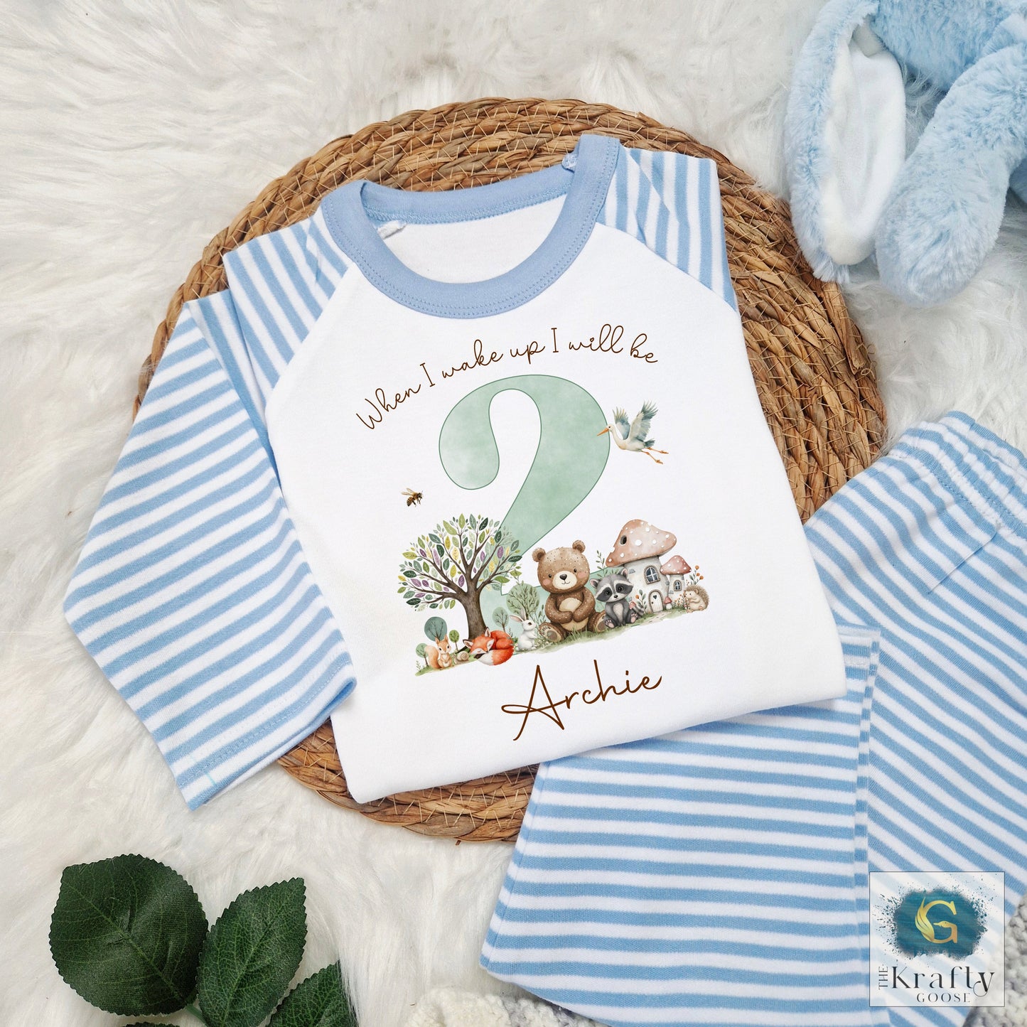 Personalised Birthday Pyjamas - Woodland Animals Design