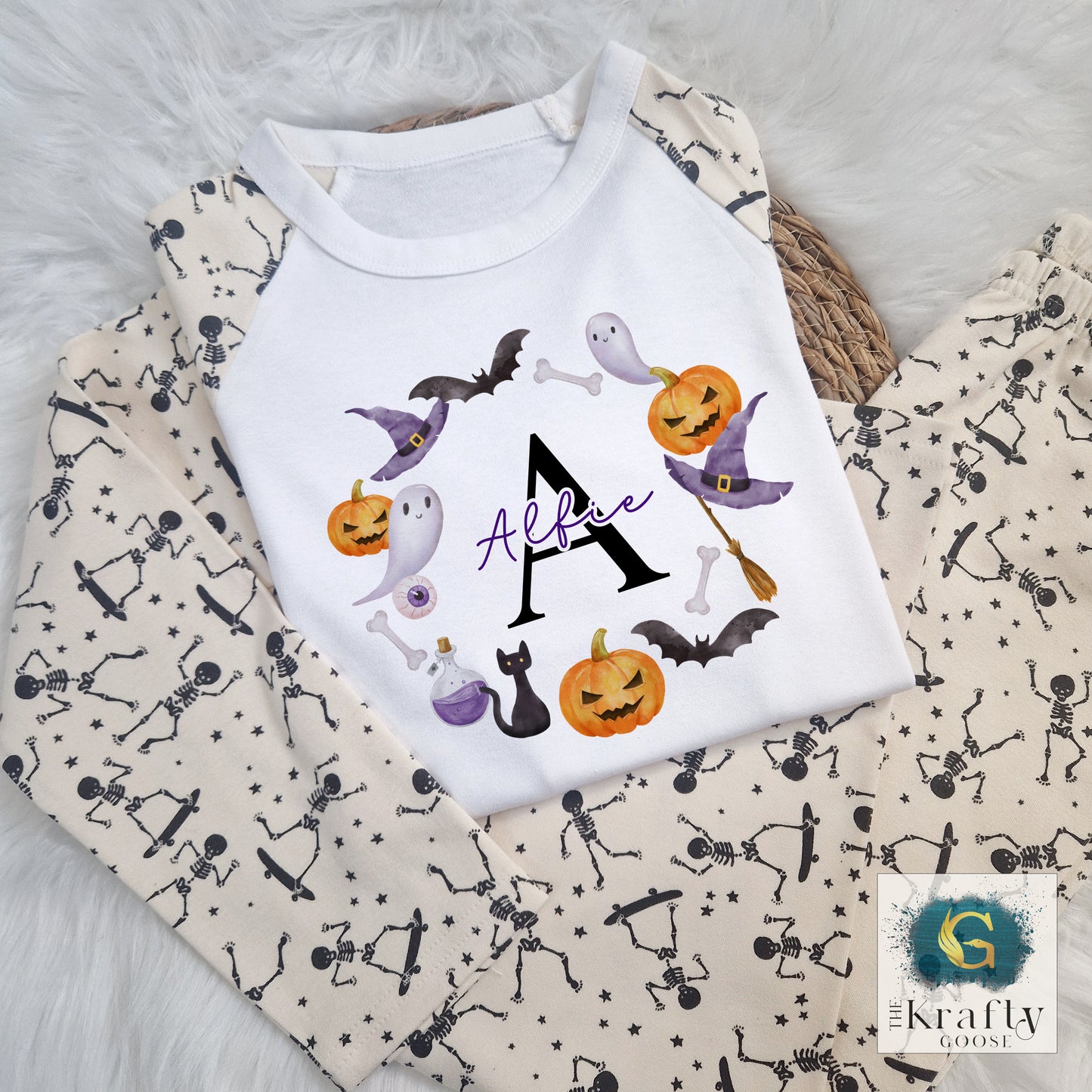 Halloween Wreath Monogram Pyjamas