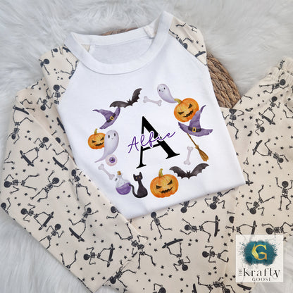 Halloween Wreath Monogram Pyjamas