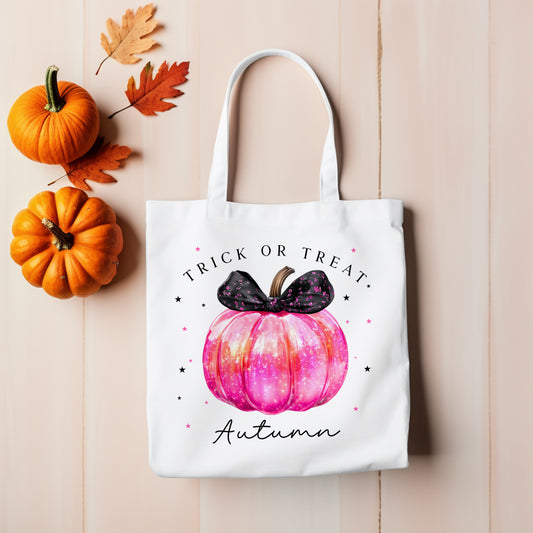 Halloween Bag - Pink Pumpkin with Bow