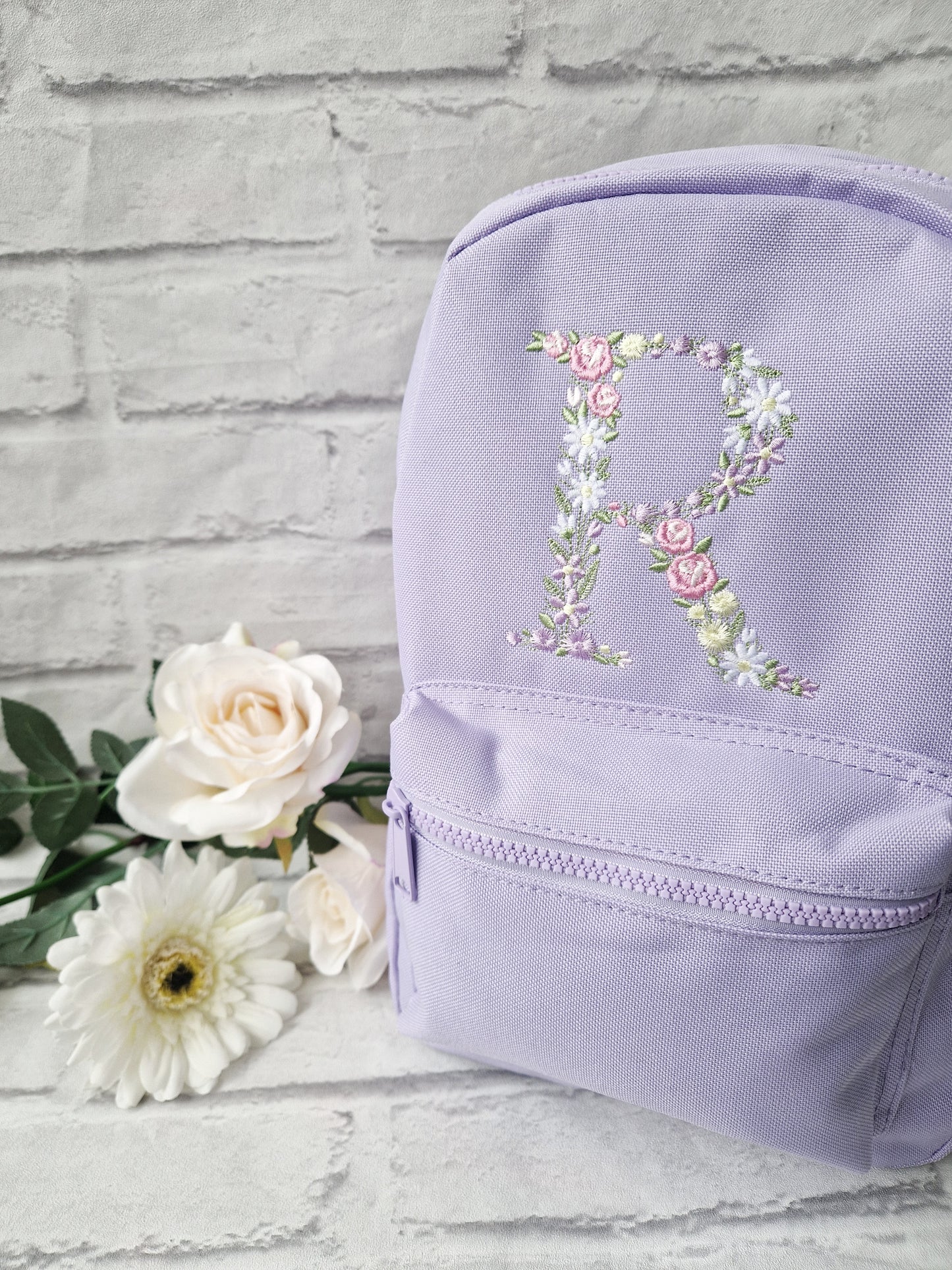 Large Floral Initial Backpack