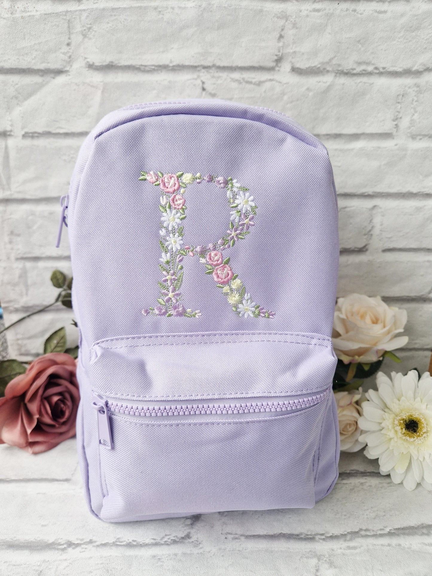 Large Floral Initial Backpack