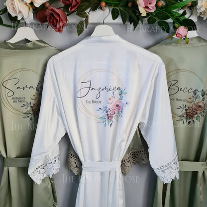 Personalised Robes / Dressing Gown - Lace Edge