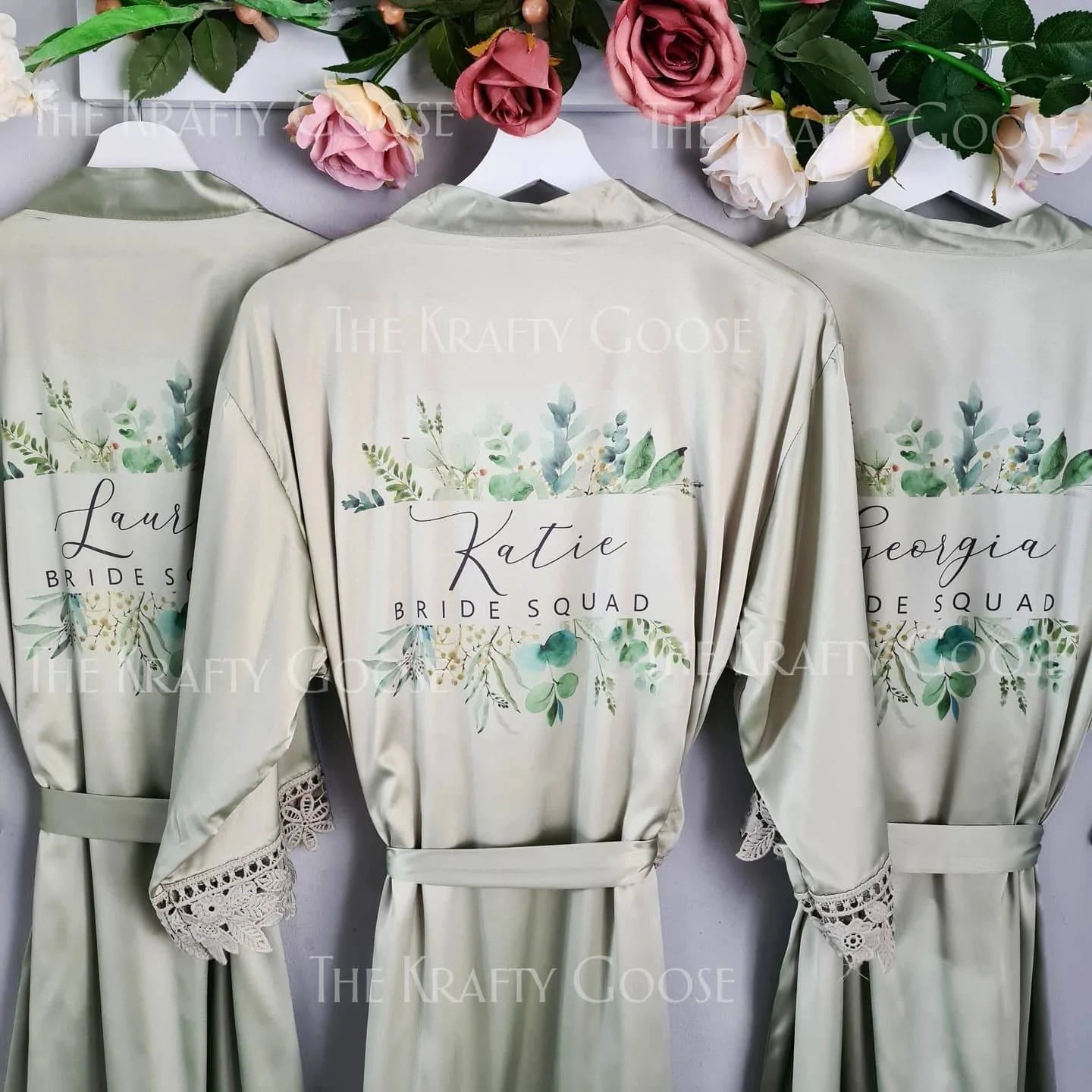 Personalised Robes / Dressing Gown - Lace Edge