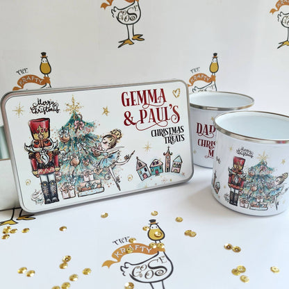 Personalised Christmas Enamel Mug Kids Childrens Hot Chocolate Santa Reindeer Rudolph Christmas Eve Treat Box Stocking Filler Gift Present