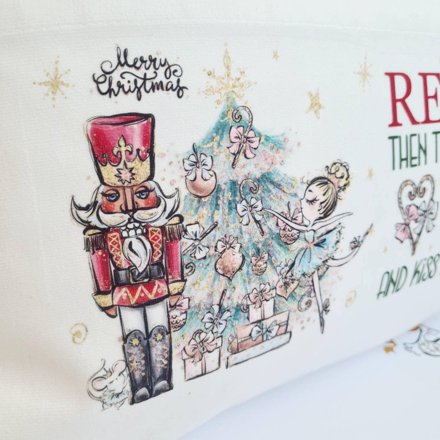 Personalised Christmas Book Cushion, Pocket Cushion, Book Pillow for Children, Christmas Story Time, Nutcracker Santa Elf, Soft Velvet