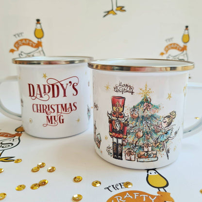 Personalised Christmas Enamel Mug Kids Childrens Hot Chocolate Santa Reindeer Rudolph Christmas Eve Treat Box Stocking Filler Gift Present