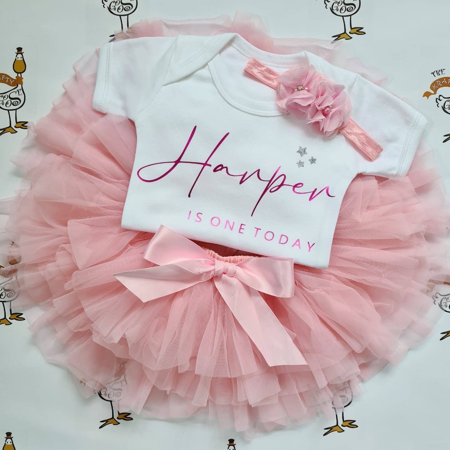 Personalised Tutu Set with Vest and Headband - First Birthday Cake Smash Outfit