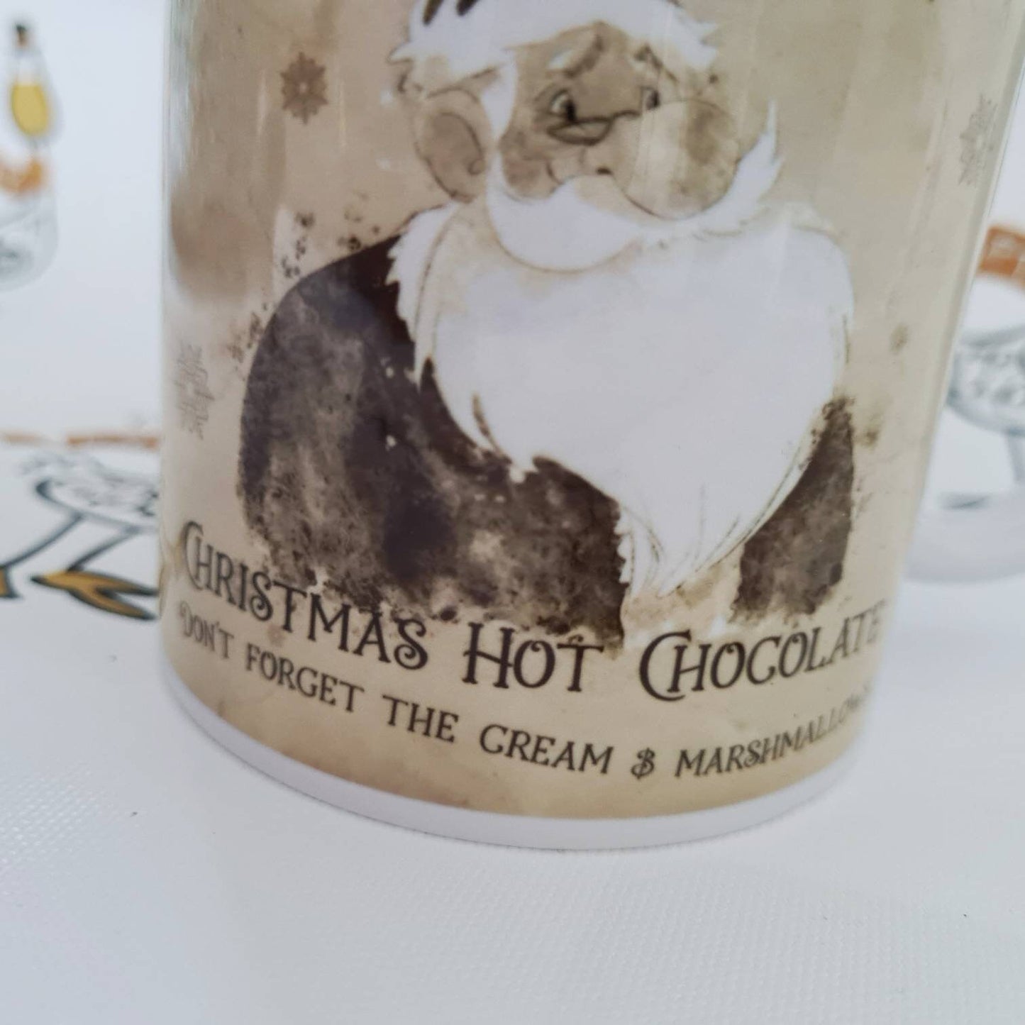 Personalised Hot Chocolate Mug, Christmas Vintage Santa, Stocking Filler, Christmas Eve Box, Hot Chocolate Station