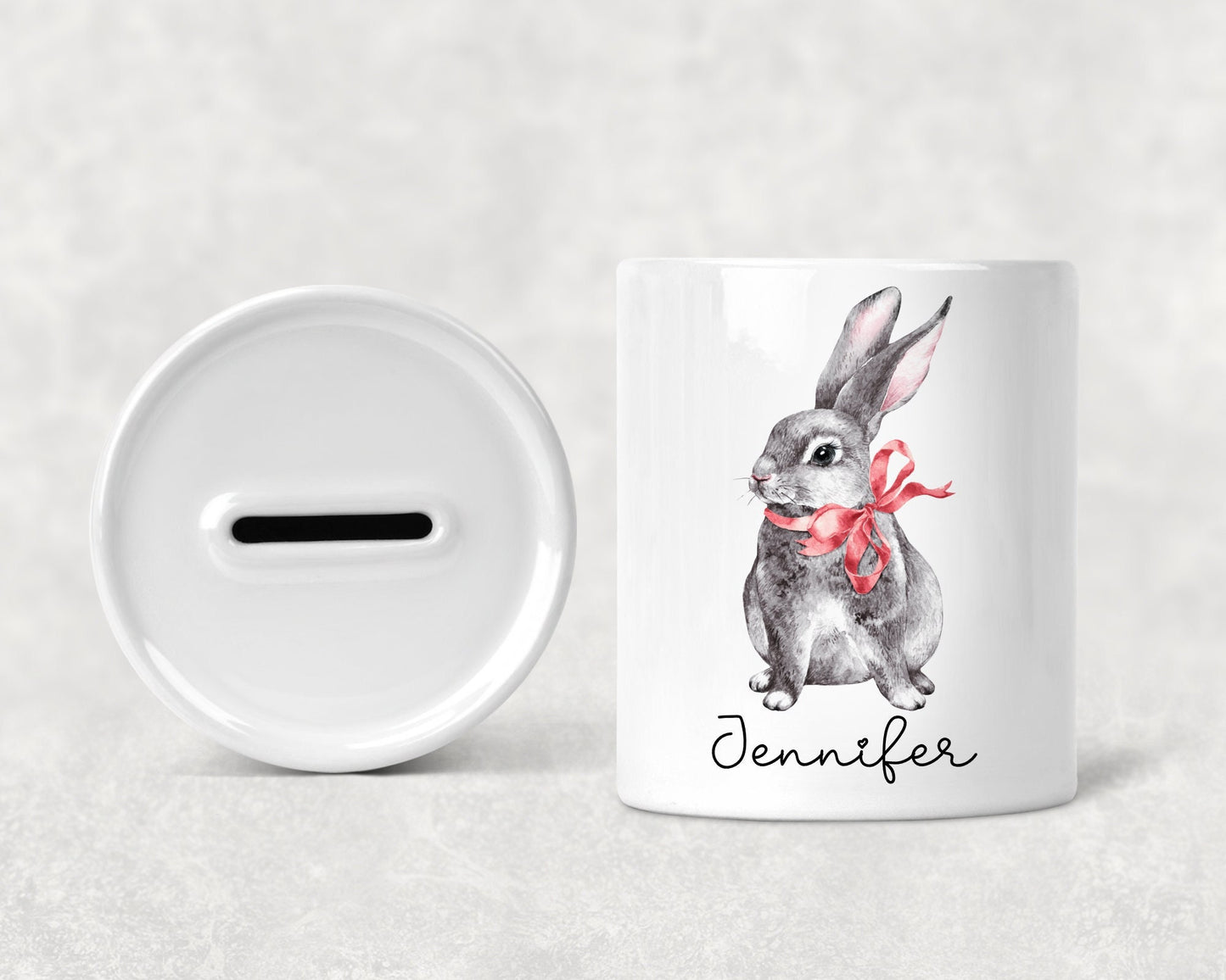 Personalised Rabbit Money Box, Coin Saver, Children's Piggy Bank, Easter Gift for Kids