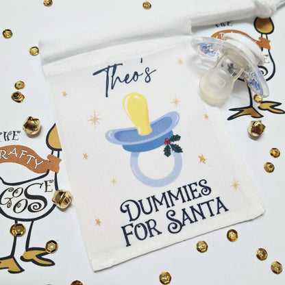 Dummies for Santa Bag, Dummy Fairy Personalised Drawstring Pouch, Father Christmas, Dummy Idea, How to Get Rid of the Dummy