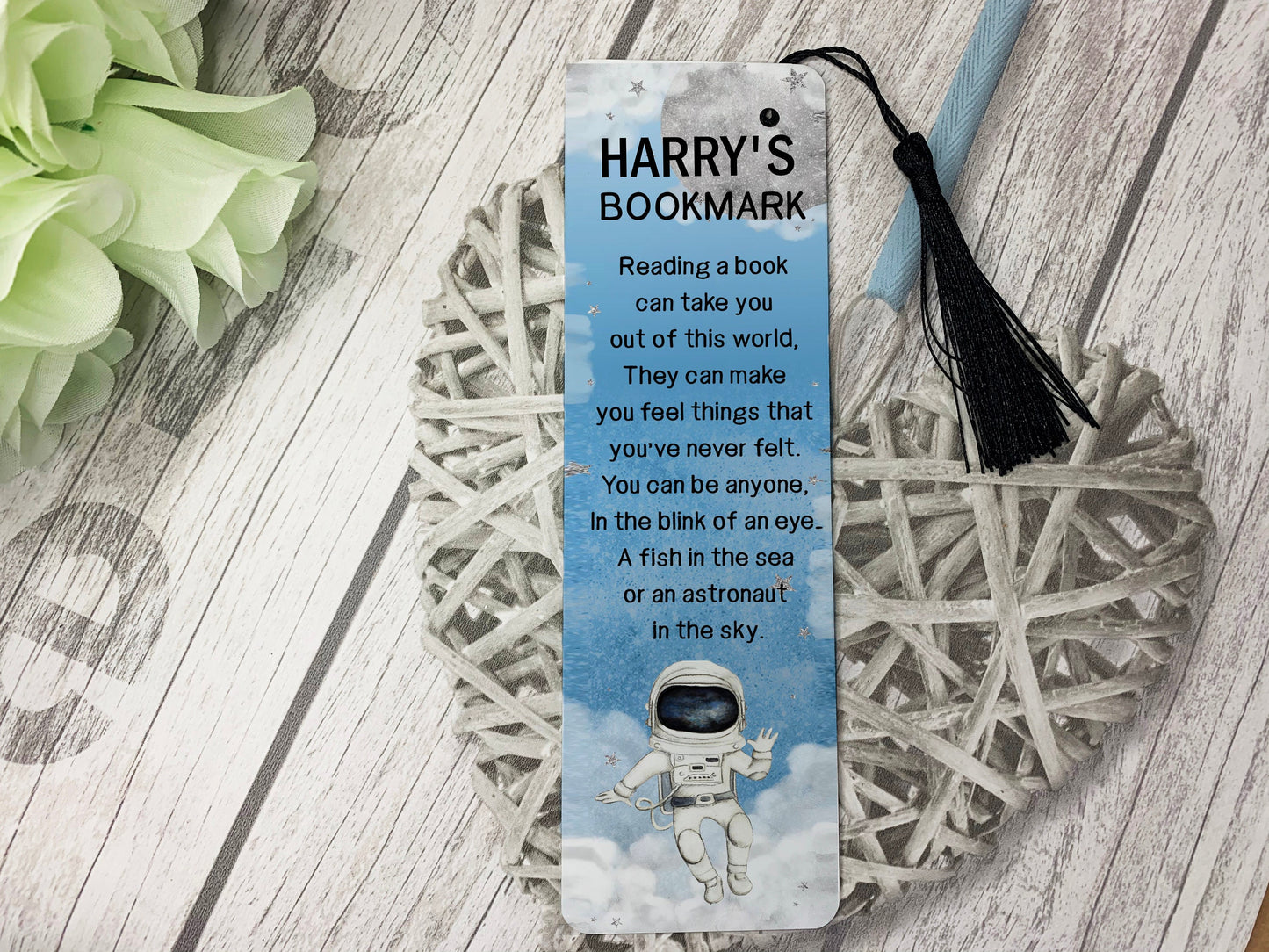 PERSONALISED Space Metal Photo Bookmark - Perfect gift idea - Back to School - First Bookmark