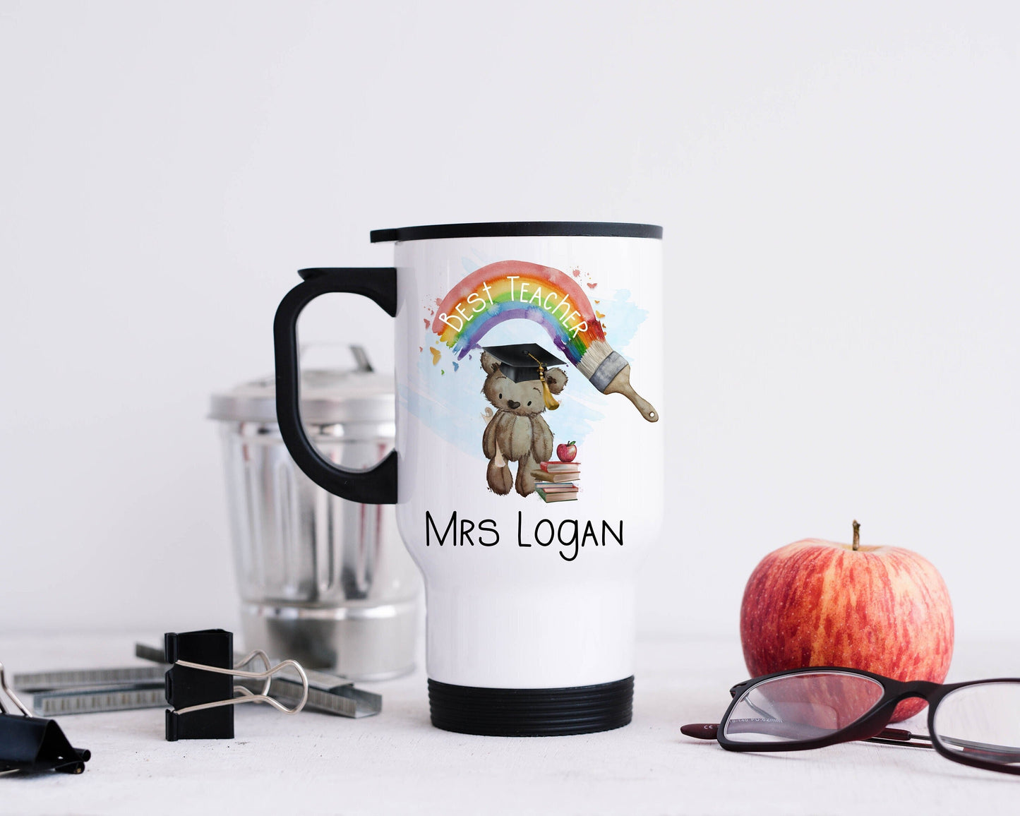 Teacher Travel Mug | Personalised Teacher Gift | Teacher Presents | Thank You Teachers | Gifts for End of Term | Nursery Gifts Presents