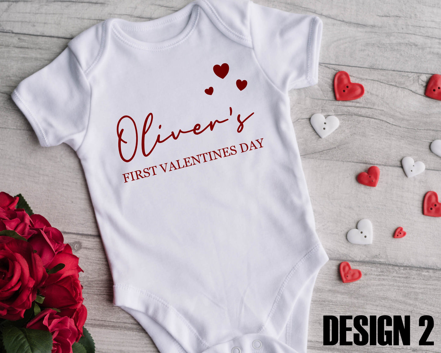 Personalised Valentines Day Baby Vest | Bodysuit | Valentine's Day | Watercolour Bear | New Baby | Love | Various Designs to Choose From